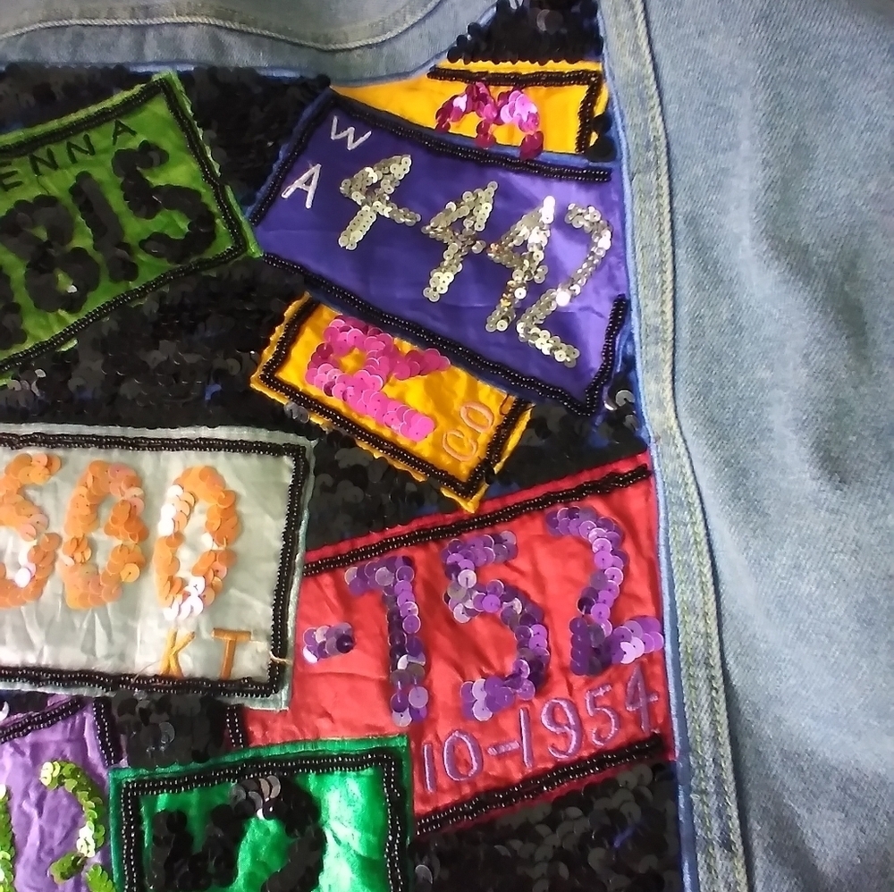 Diani sequins design jean  jacket size small baggy - Picture 3 of 12